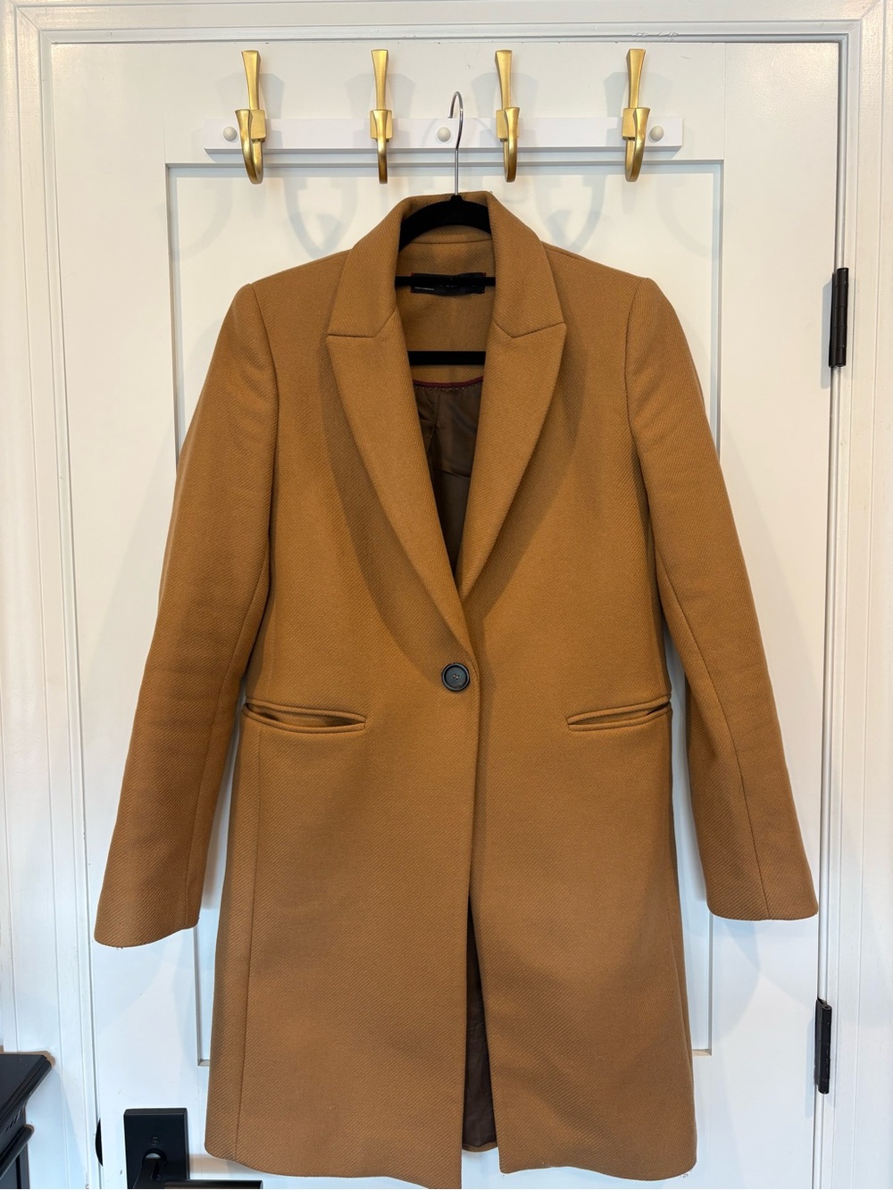 Zara Women's Tan Single-Button Pea Coat